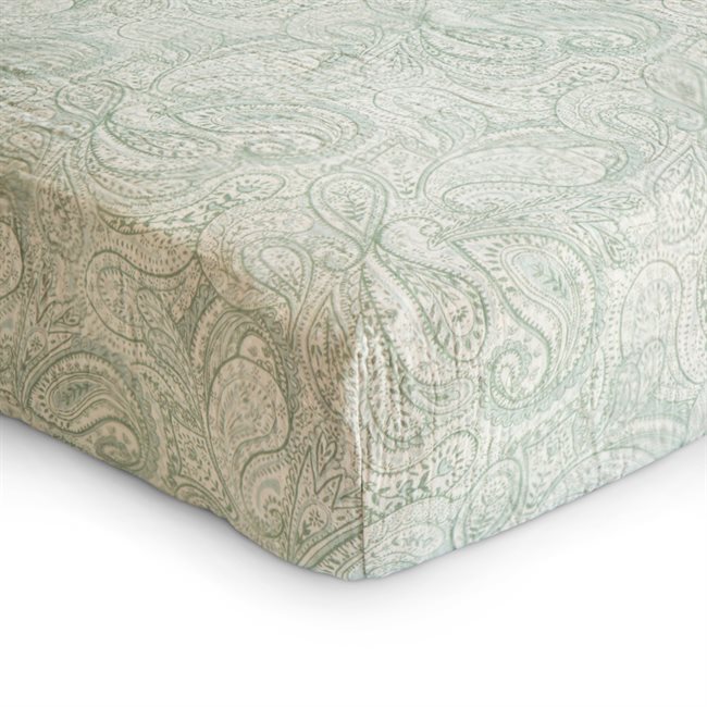 Mushie Crib Sheet Medium - Green Paisley